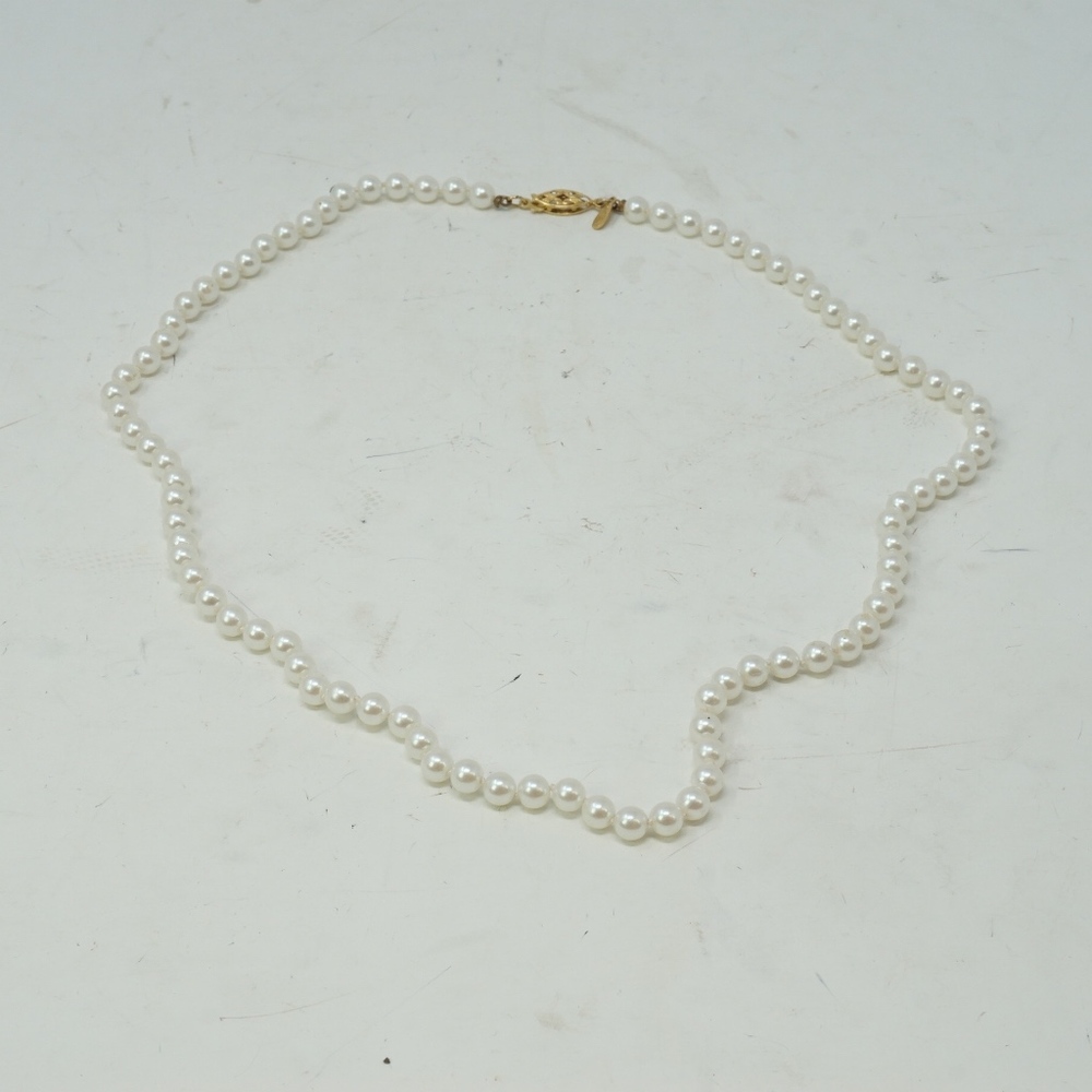 24" Vintage Napier Pearl Necklace Gold Filigree